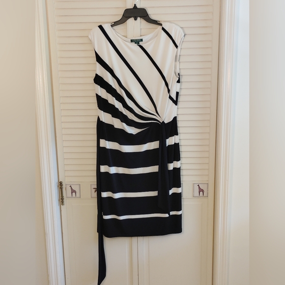 Ralph Lauren Black and White Striped Midi Dress - Picture 4 of 8